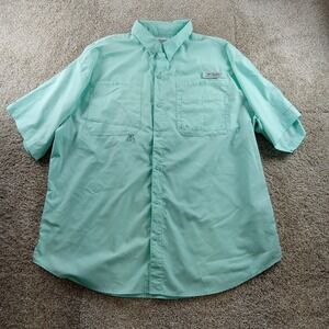 Columbia PFG Shirt Mens XL Mint Green Performance Fishing‎ Vented Button Up